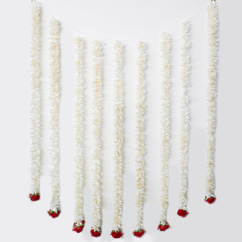 Artificial Jasmine And Red Roses Decorative Backdrop
