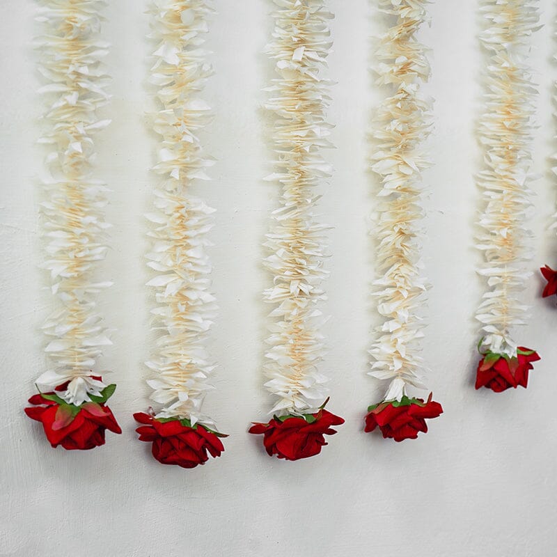 Artificial Jasmine And Red Roses Decorative Backdrop