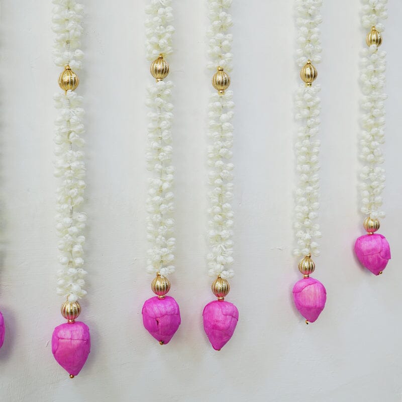 Artificial Jasmine Flower And Pink Lotus Buds Decorative Backdrop