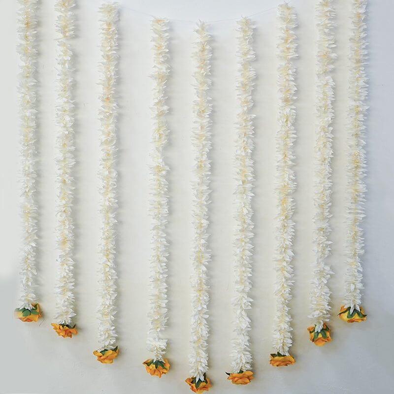 Artificial Jasmine And Yellow Roses Decorative Backdrop