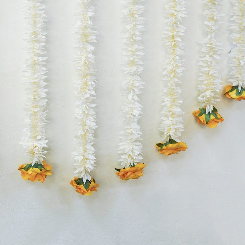 Artificial Jasmine And Yellow Roses Decorative Backdrop
