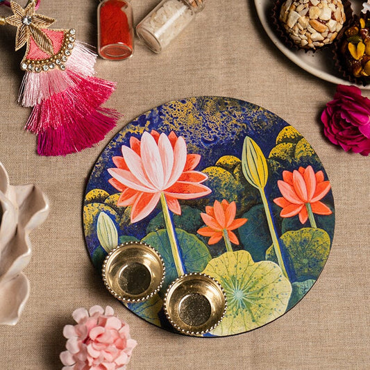 6 Lotus Phool Roli Akshat Pooja Thali