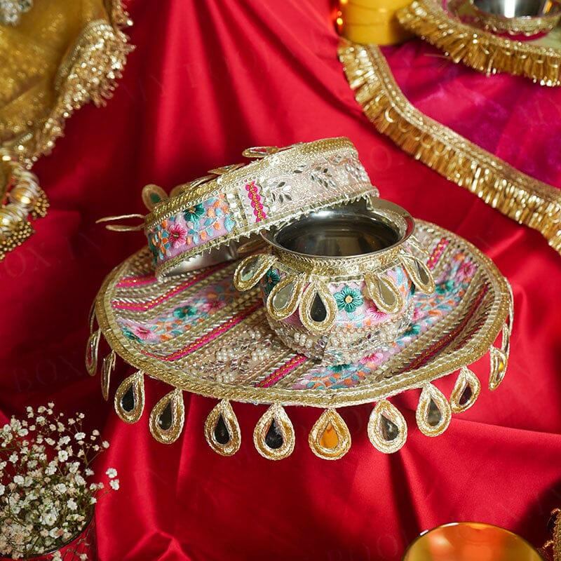 Braj Rani Mirror Karwa Chauth Thali Set