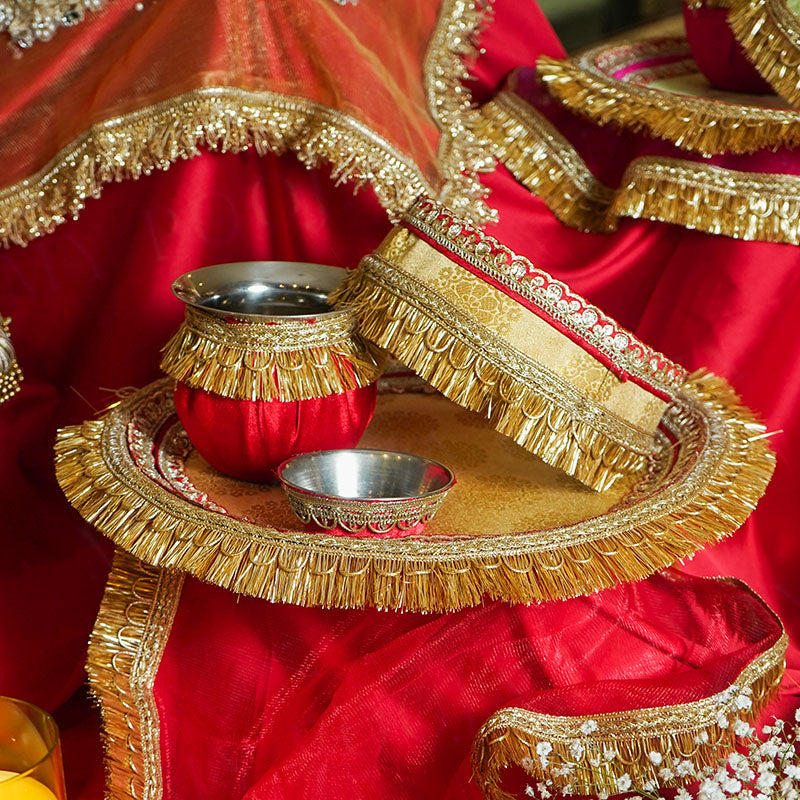 Sakhi suhag Karwa Chauth Thali Set with Cover