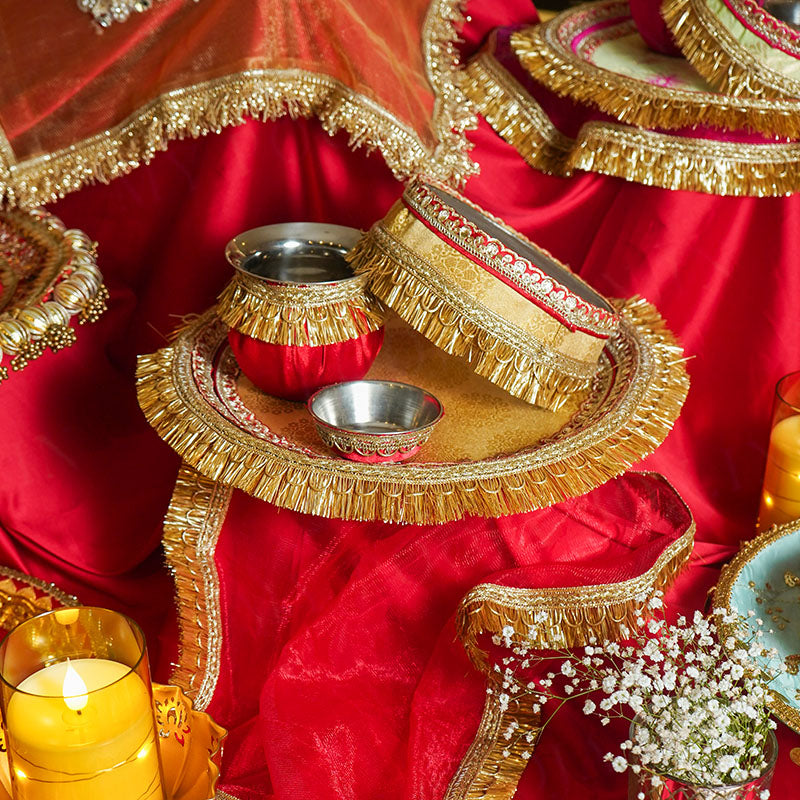 Sakhi suhag Karwa Chauth Thali Set with Cover