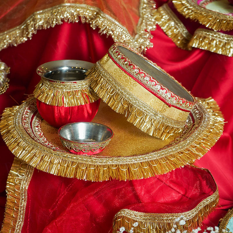 Sakhi suhag Karwa Chauth Thali Set with Cover