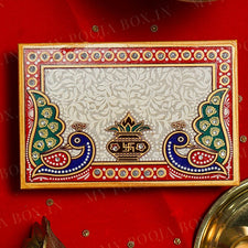 Embellished Marble Pooja Chowki 15cm