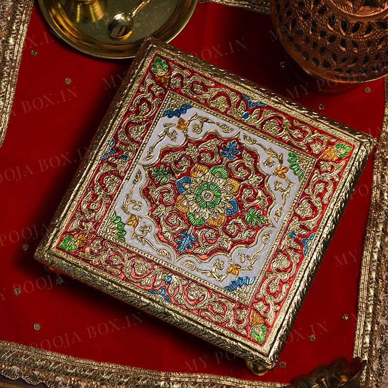 Kumudini Meenakari Pooja Chowki 20cm