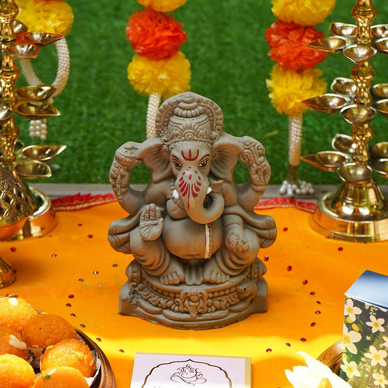 8INCH Auspicious Decorated Eco-Friendly Ganpati | Plant-A-Ganesha