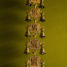 Antique Brass Door/Wall Hanging 11 Bells with Engraved Swastik