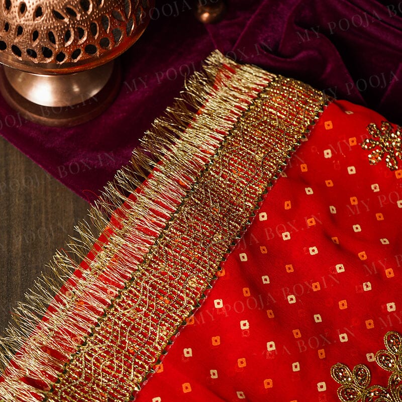 Red Bandhej Rajasthani Chunri