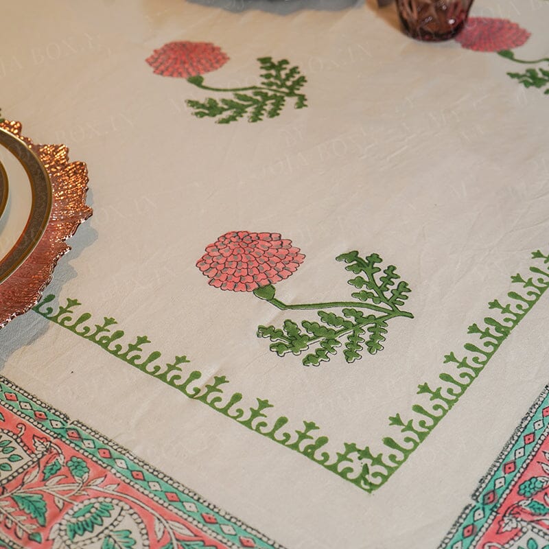 Floral Hues Block Printed Table Cover