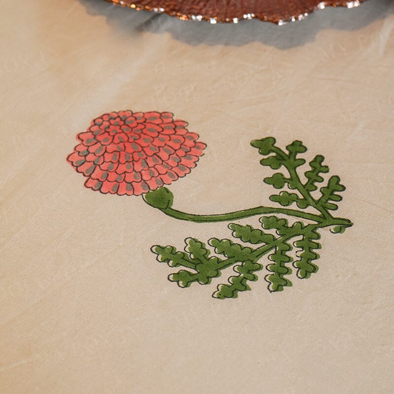 Floral Hues Block Printed Table Cover