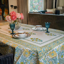 Floral Sanganeri Block Printed Table Cover