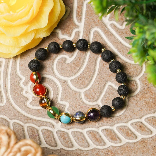 Lava With Seven Chakra Brass Charms