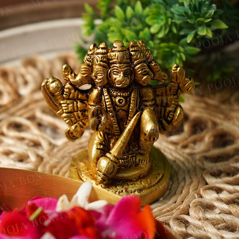 Brass Panchmukhi Hanuman Idol