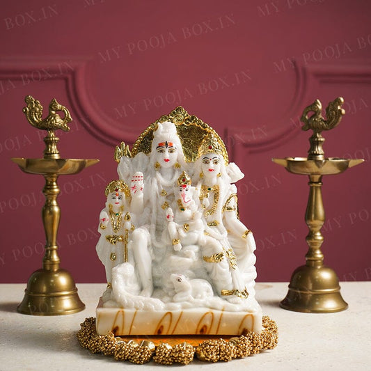 Marble Shiv Parivar Idol for Gift/Puja
