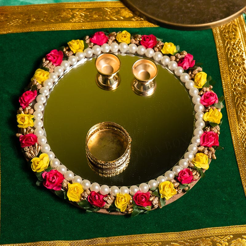 Alluring Rose Mirror Roli Akshat Thali