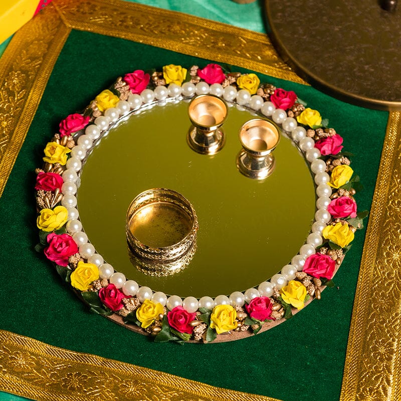 Alluring Rose Mirror Roli Akshat Thali