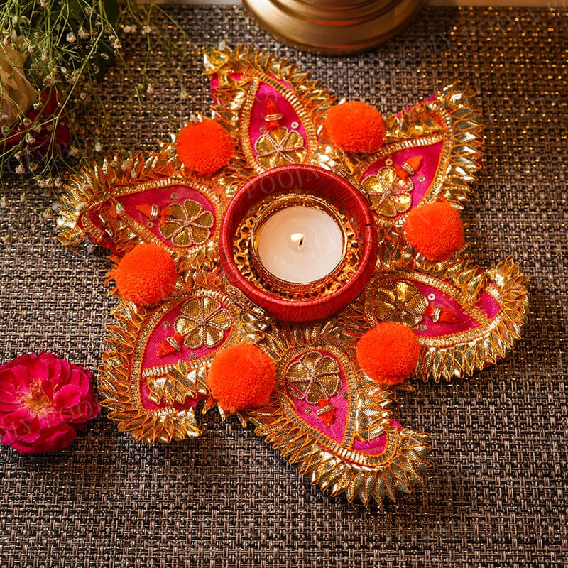 Nakshatra Prakash Orange Tea Light Holder