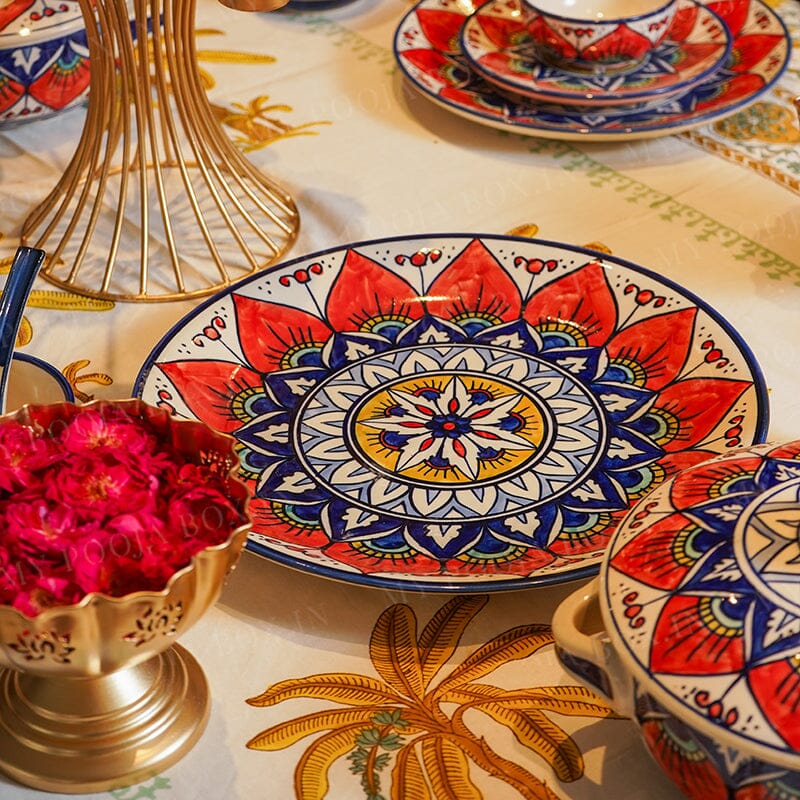 Red Flower Dinner Set 37 Pc