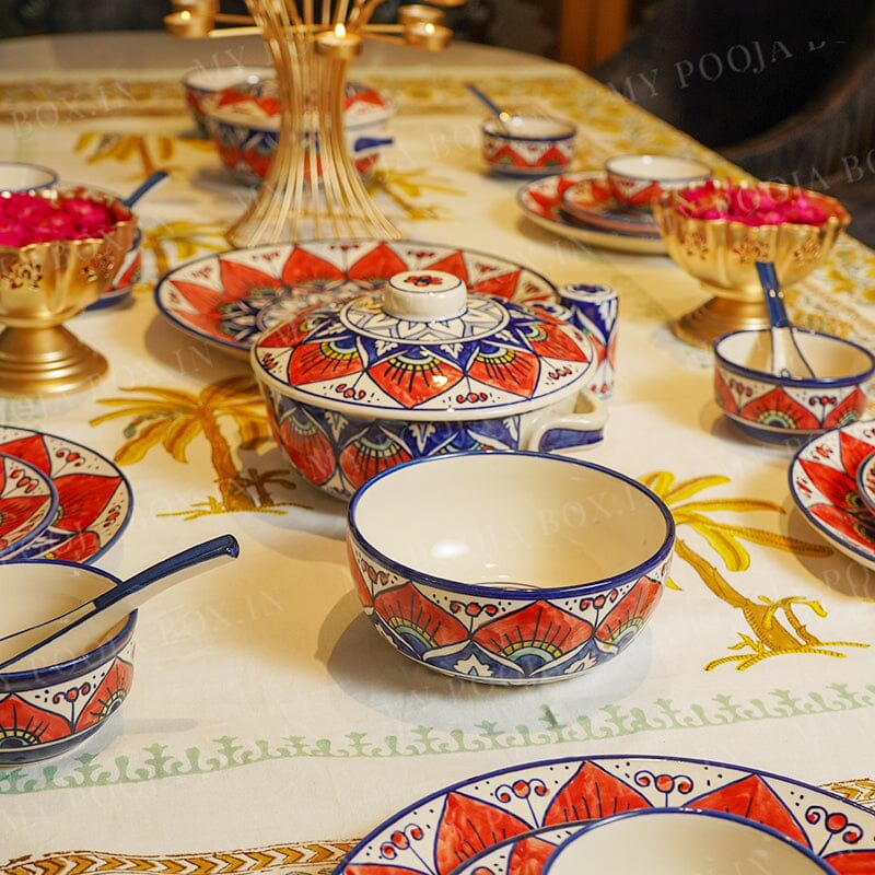 Red Flower Dinner Set 37 Pc