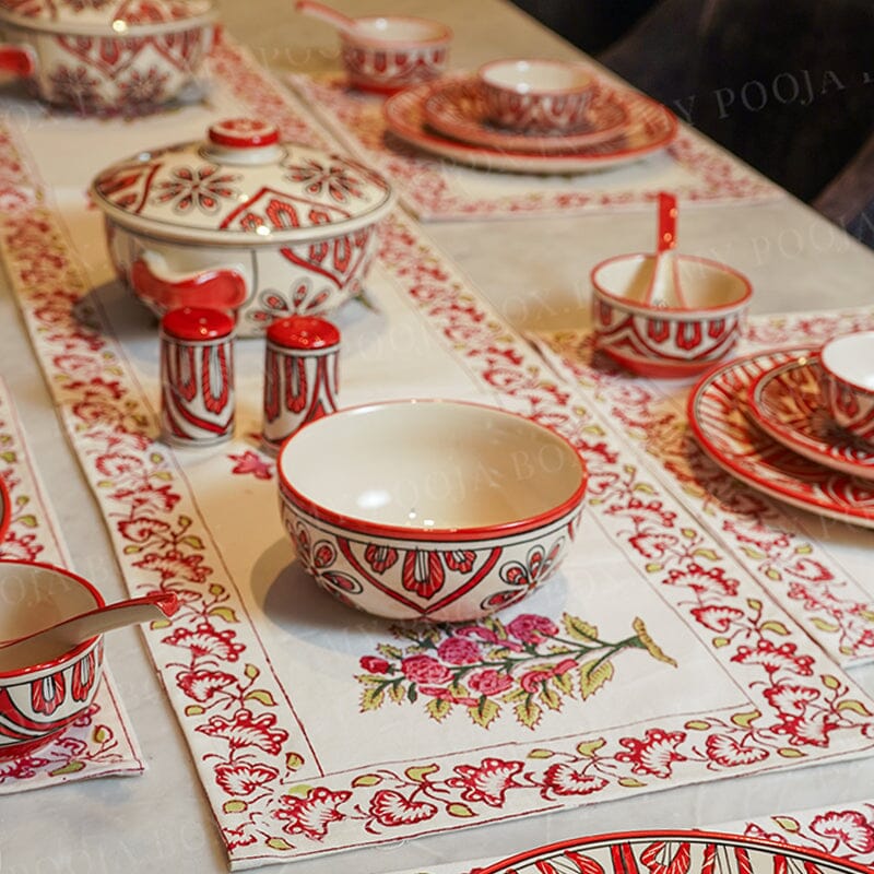 Red Mehrab Dinner Set 37 Pc