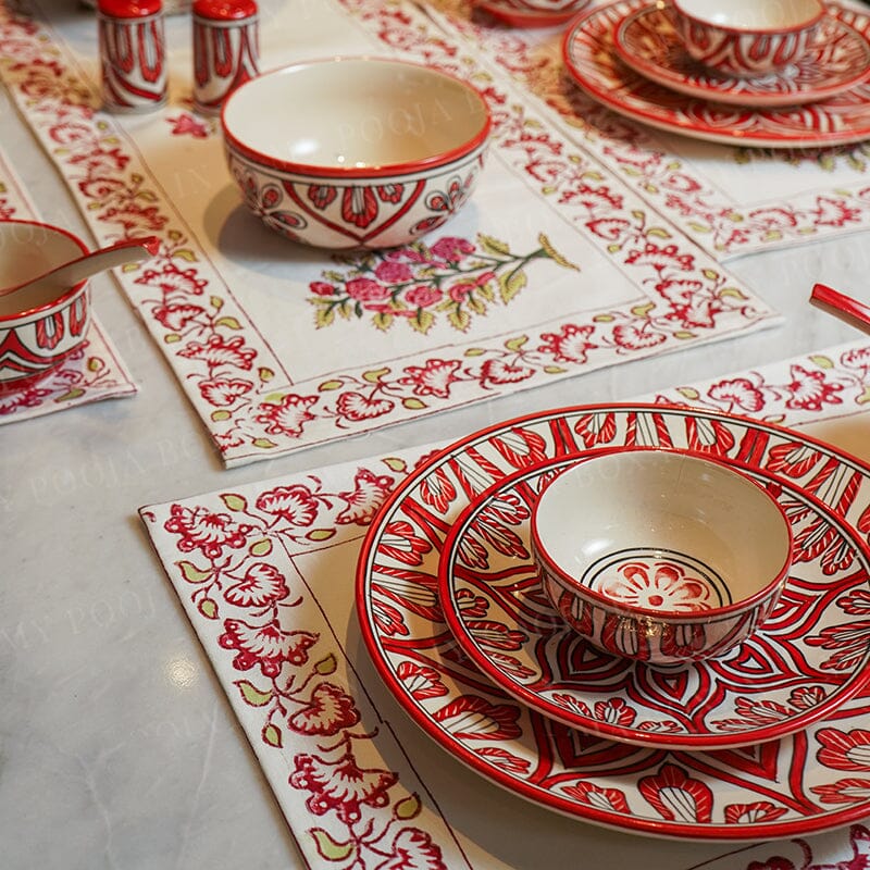 Red Mehrab Dinner Set 37 Pc