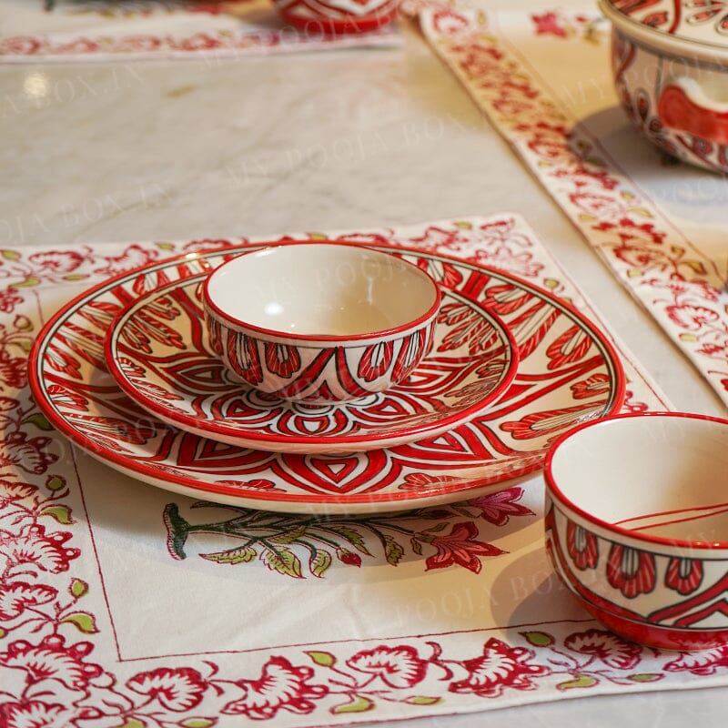 Red Mehrab Dinner Set 37 Pc