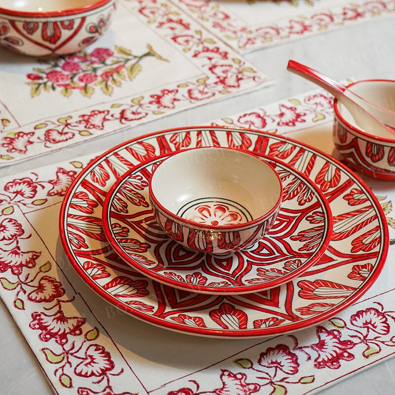 Red Mehrab Dinner Set 37 Pc