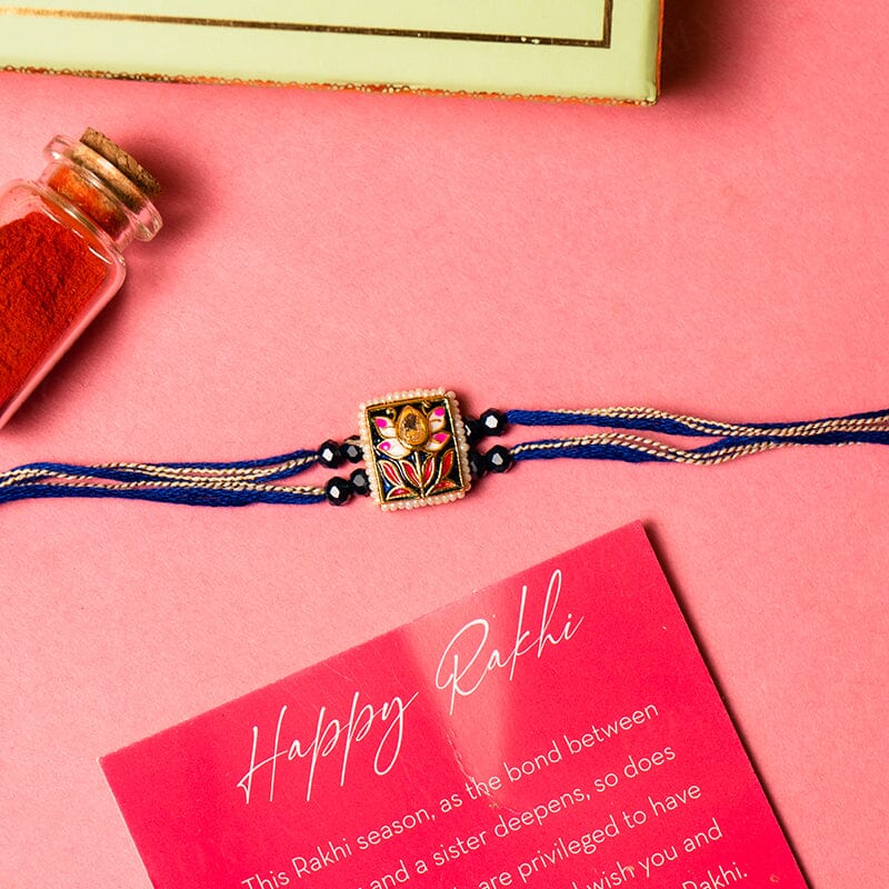 Lotus Royal Blue Blossom Harmony Bhaiya Rakhi