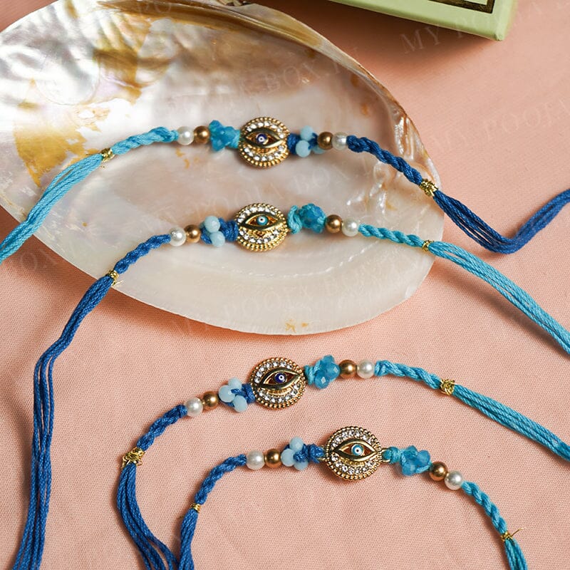 Blue Evil Eye Beaded Rakhi