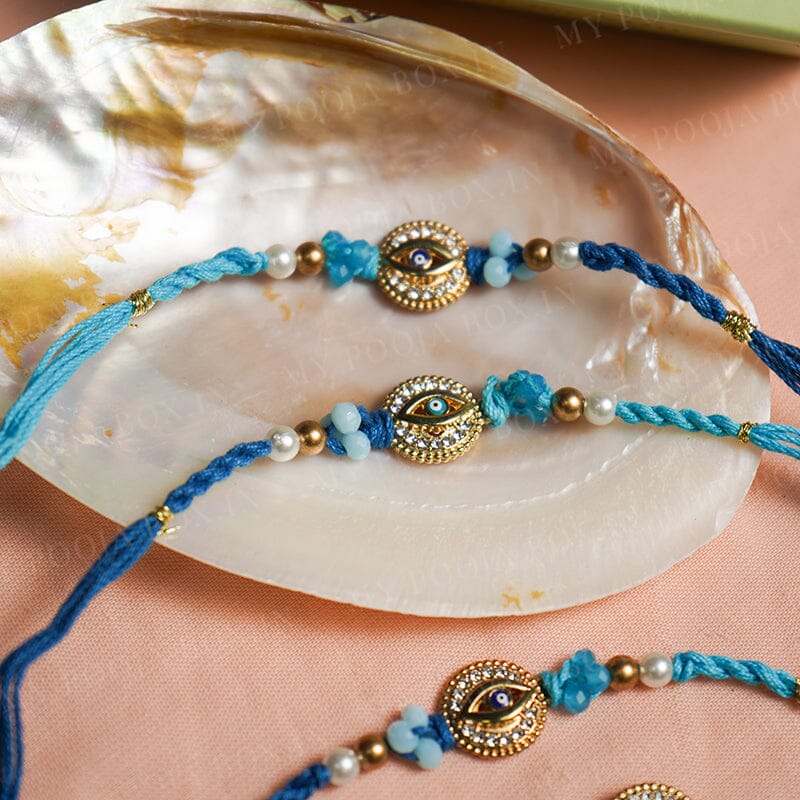 Blue Evil Eye Beaded Rakhi