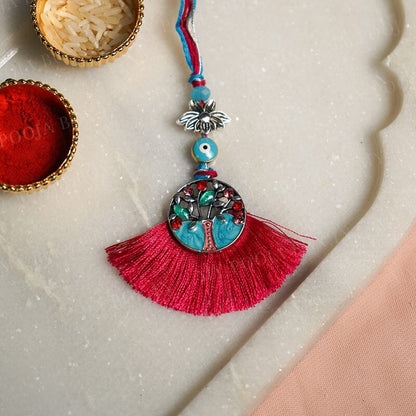 Evil Eye Blue Tassel Lumba Bhabhi Rakhi