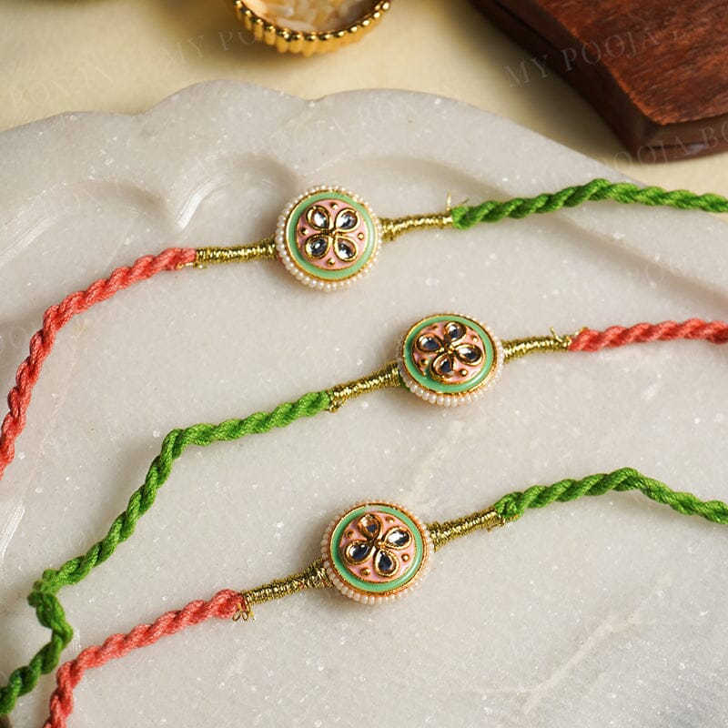 Mint Green Diamond Studded Rakhi