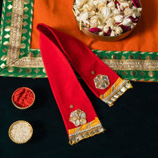 Velvet Patka/Dupatta Red - 30cm.