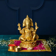 Ancient Brass Sitting Ganesha Idol