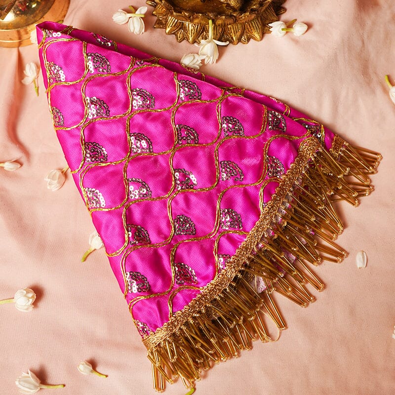 Royal Satin Gota Thali Cover