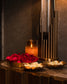 Golden Glass LED Moving Flame Pillar Candle