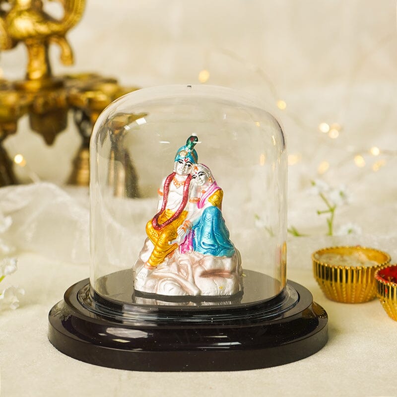 999 Silver Radiant Radha Krishna Idol