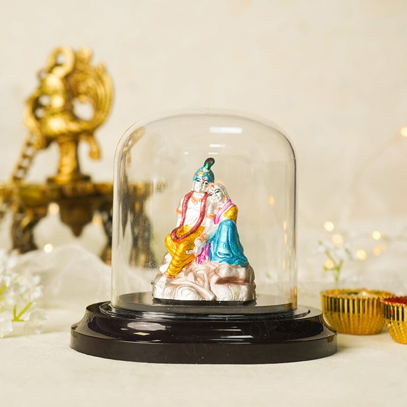 999 Silver Radiant Radha Krishna Idol