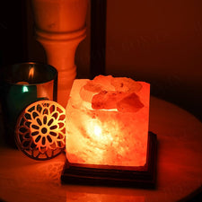 Himalayan Pink Salt Cube Firebowl Lamp