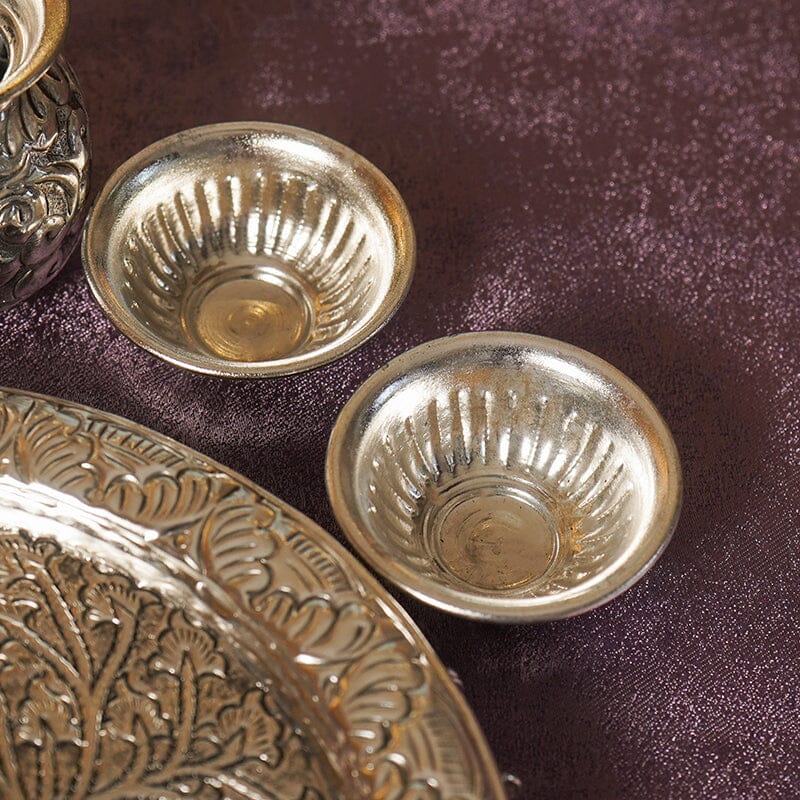 Luxurious Silver Swastika Pooja Thali Set