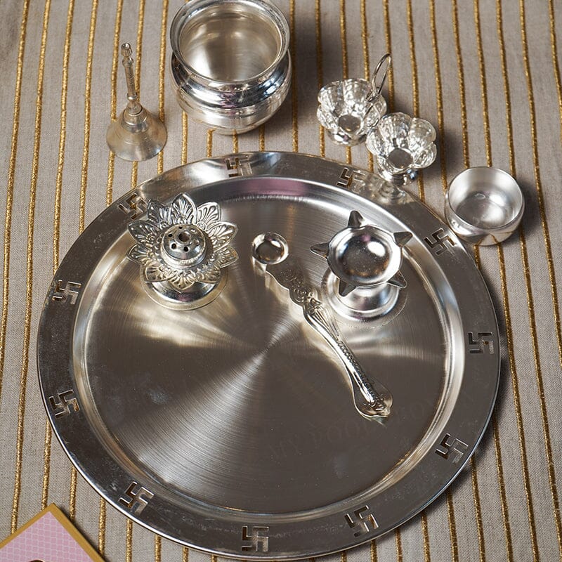 Exclusive Silver Pooja Thali Set