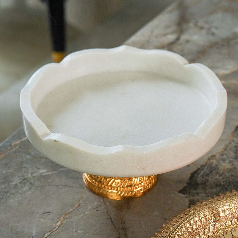 8" Marble Platter with Stand