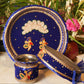 Dawn Blue Moonlight Velvet Karwa Chauth Thali Set