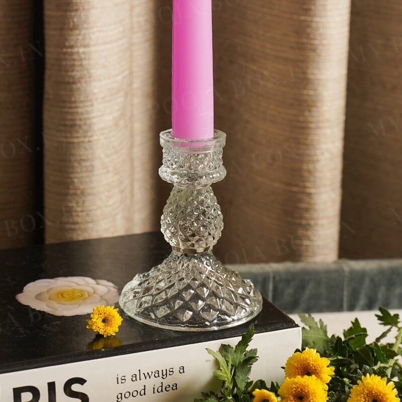 Glass Pillar Press Candle Stand 4Inch