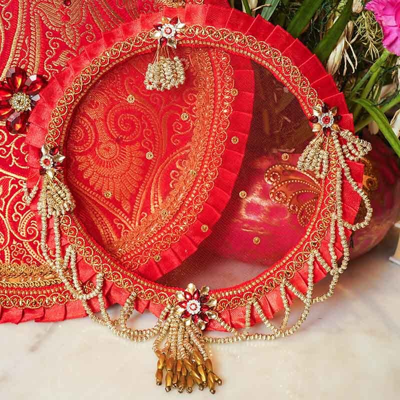 Radiant Red Karwa Chauth Thali Set