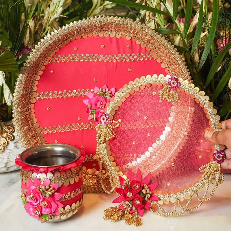 Peachy Bridal Karwa Chauth Thali Set