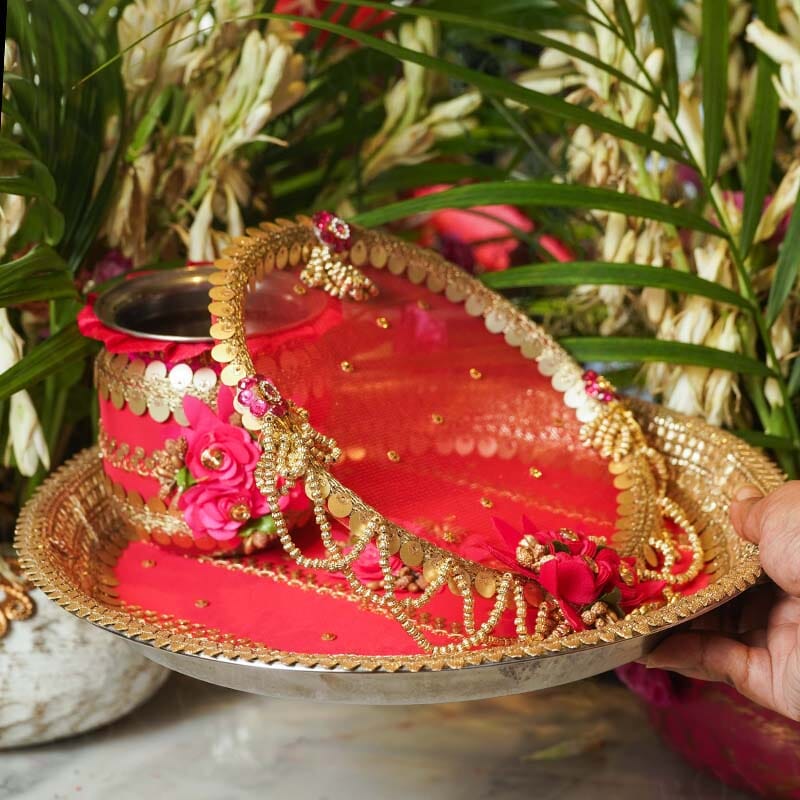 Peachy Bridal Karwa Chauth Thali Set